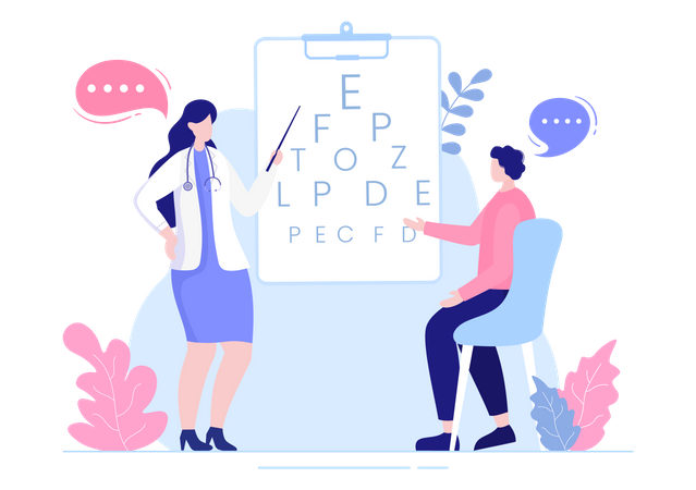 Ophthalmologist Checking Sight Of A Man Illustration