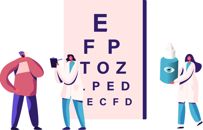 Ophthalmologist Doctor Check Eyesight for Eyeglasses  Illustration