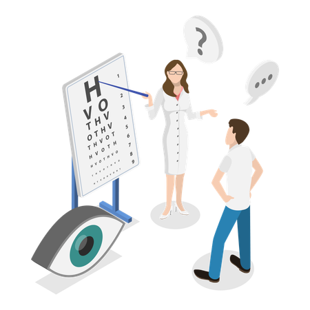 Ophthalmologist taking eye test of male patient  Illustration