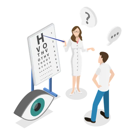 Ophthalmologist taking eye test of male patient  Illustration