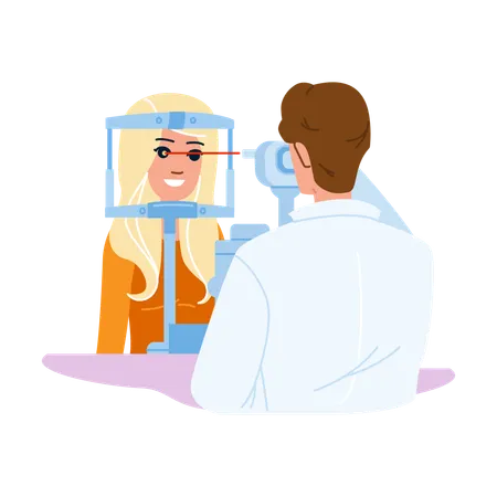 Vision Ophthalmologists Eye Exams Vector Patient Exam Optometry Sight Medical Care Vision Ophthalmologists Eye Exams Character People Flat Cartoon Illustration Illustration