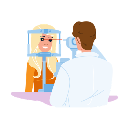 Ophthalmologists eye exam  Illustration