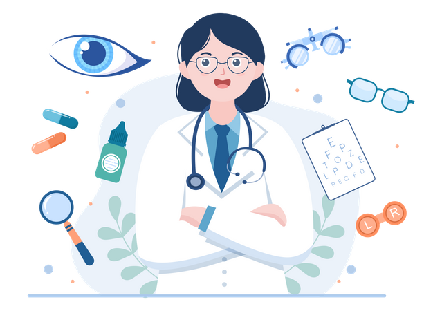 Ophthalmology female doctor  Illustration