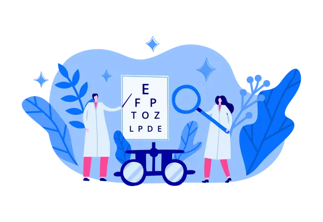 Ophthalmology scene with people Illustration