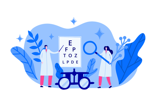Ophthalmology scene with people  イラスト