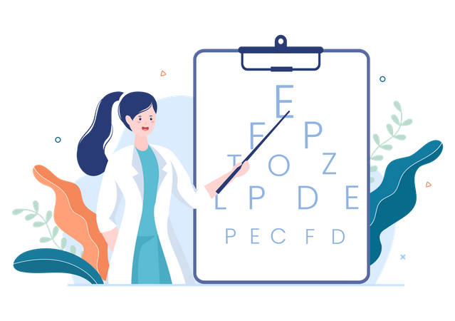 Ophthalmology with eye chart Illustration