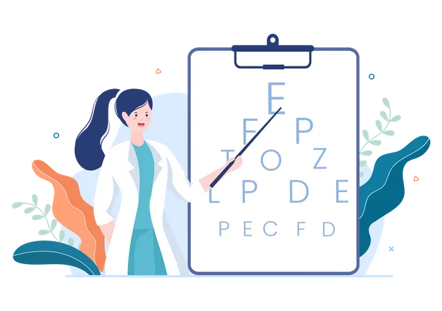 Ophthalmology with eye chart Illustration