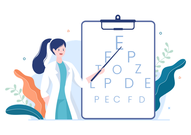 Ophthalmology with eye chart  Illustration