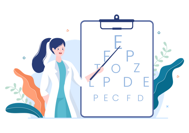 Ophthalmology with eye chart  Illustration