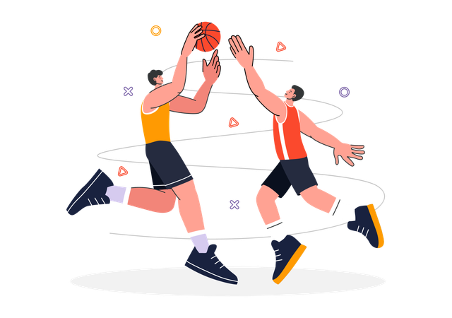 Opponents plays basketball on court  Illustration