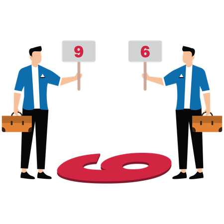 Opposite view from two different people  Illustration