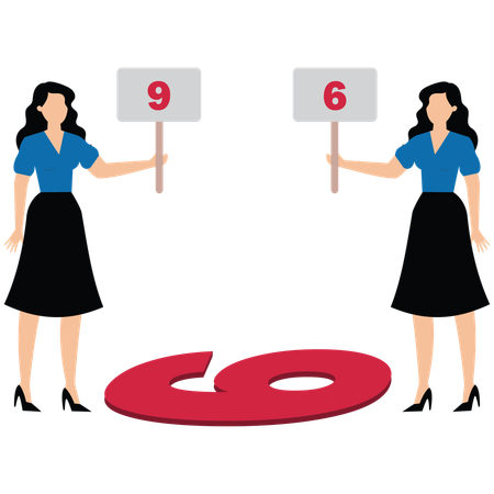 Opposite view from two different people  Illustration
