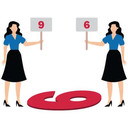 Opposite view from two different people  Illustration