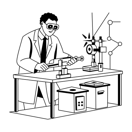 Optical Engineer working in lab  Illustration