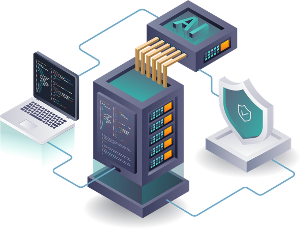 Optimierung der Cloud-Server-Sicherheit mit KI-Lösungen  Illustration