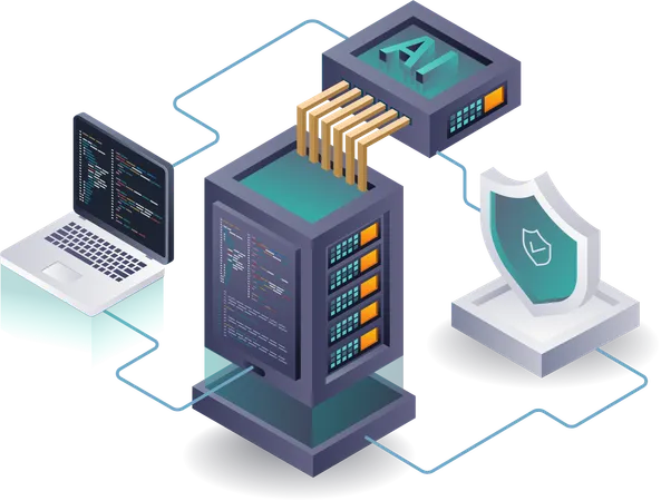 Optimierung der Cloud-Server-Sicherheit mit KI-Lösungen  Illustration