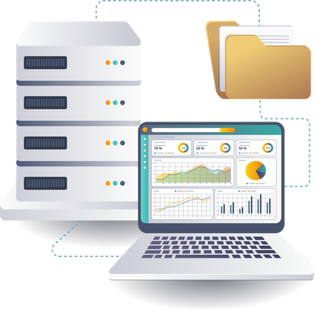 Optimierung der Datenpflege und -analyse auf Cloud-Servern  Illustration