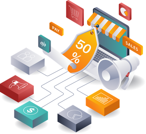 Optimierung der Landingpage-Entwicklung für Online-Marktplatz-Netzwerke  Illustration