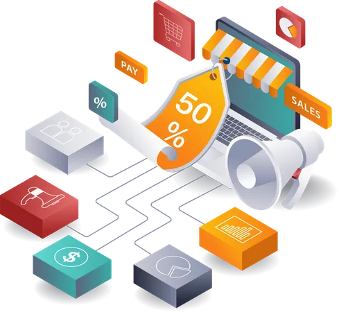 Optimierung der Landingpage-Entwicklung für Online-Marktplatz-Netzwerke  Illustration