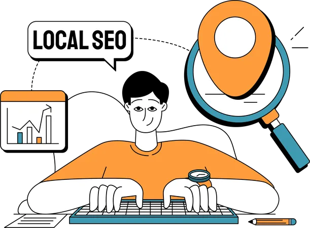 Optimización SEO de palabras clave  Ilustración