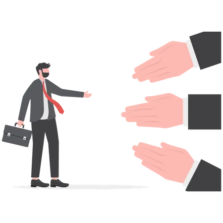 Options For Negotiating Business Businessman Shaking Hands With Giant Illustration