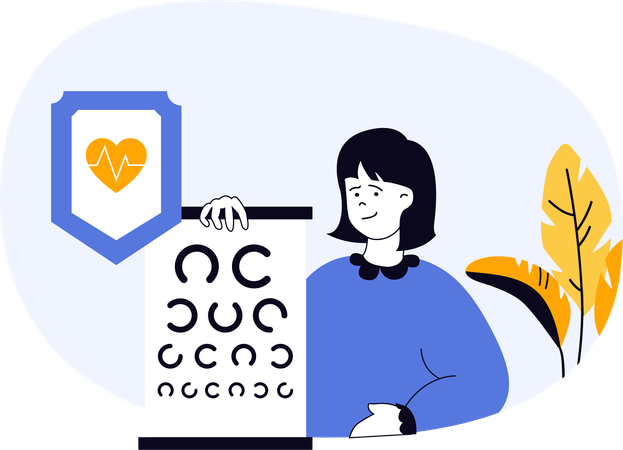 Optometrist checks patient's eye  Illustration