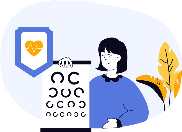 Optometrist checks patient's eye  Illustration