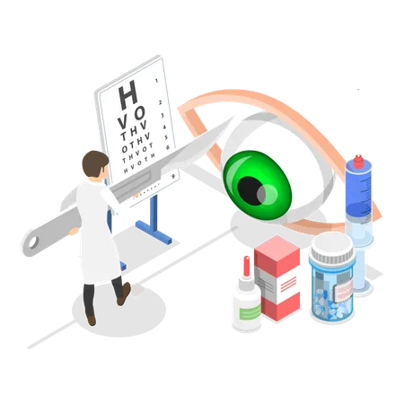 Optometrist doing eye checkup  Illustration