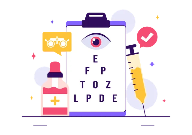 Optometrist test and medicine  Illustration