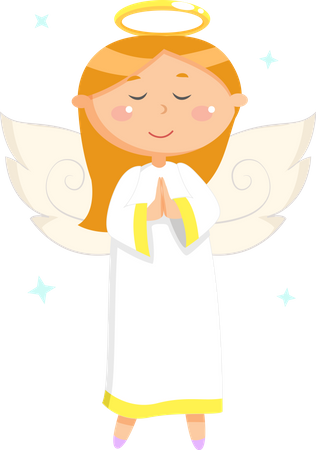 Anjo rezando em vestido  Ilustração