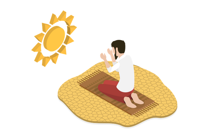 Homem muçulmano rezando  Ilustração