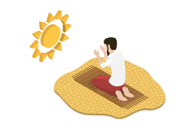 Homem muçulmano rezando  Ilustração