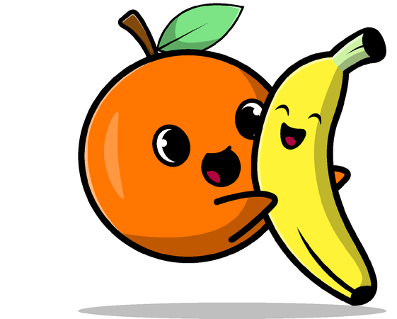 Orange Hug Banana  Illustration