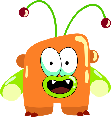 Orange Monster with Cherry Antennae  Illustration
