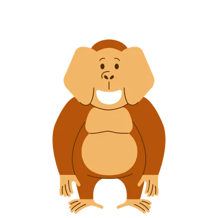 Vector Flat Character Collection Set Of Orangutan Illustration