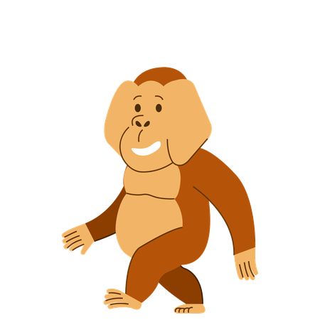 Orangután caminando  Ilustración