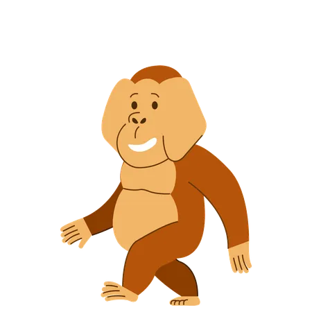 Orangután caminando  Ilustración