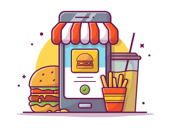 Order food by mobile Illustration