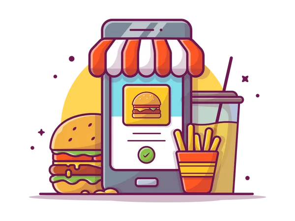 Order food by mobile  Illustration