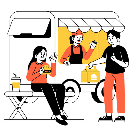 Order food on food truck  Illustration