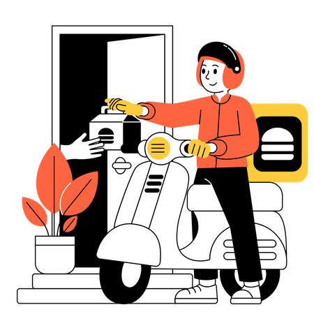 Order food online and deliver to your door  Illustration