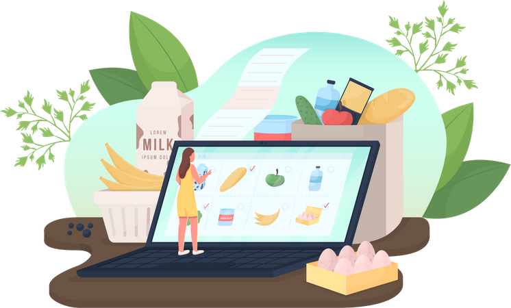 Order groceries online  Illustration