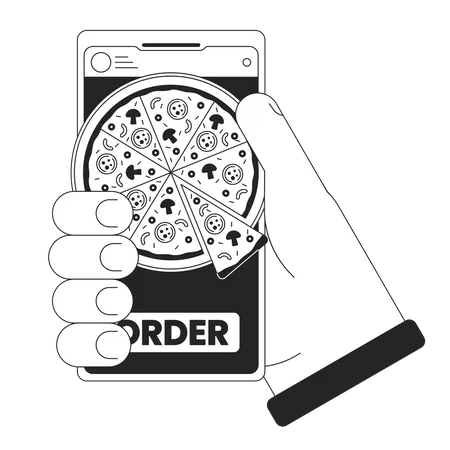 Ordering pizza by smartphone  Illustration