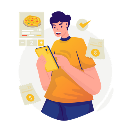 Ordering pizza online  Illustration