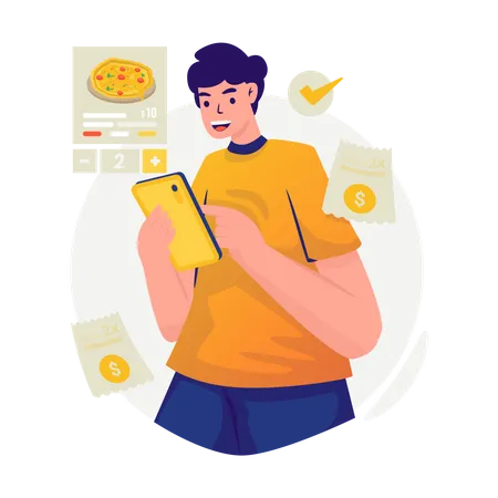 Ordering pizza online  Illustration