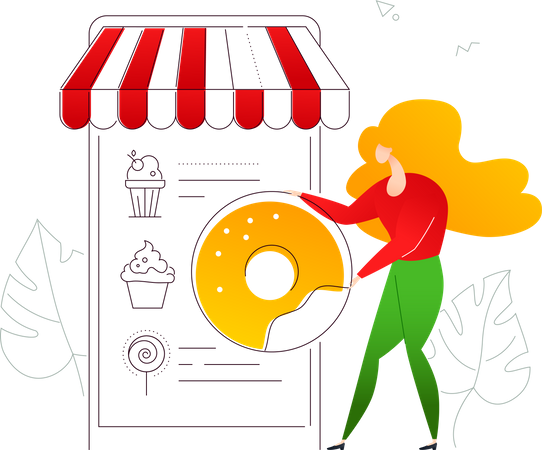 Ordering sweets online  Illustration