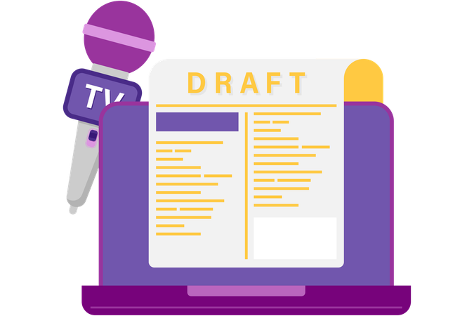Ordinateur portable et brouillon de nouvelles  Illustration
