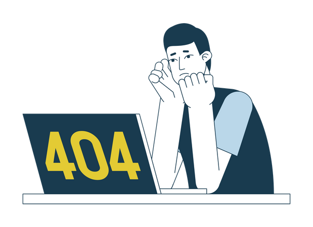 Message flash 404 de frustration sur un ordinateur portable  Illustration