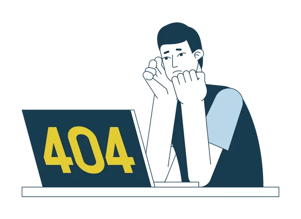 Message flash 404 de frustration sur un ordinateur portable  Illustration