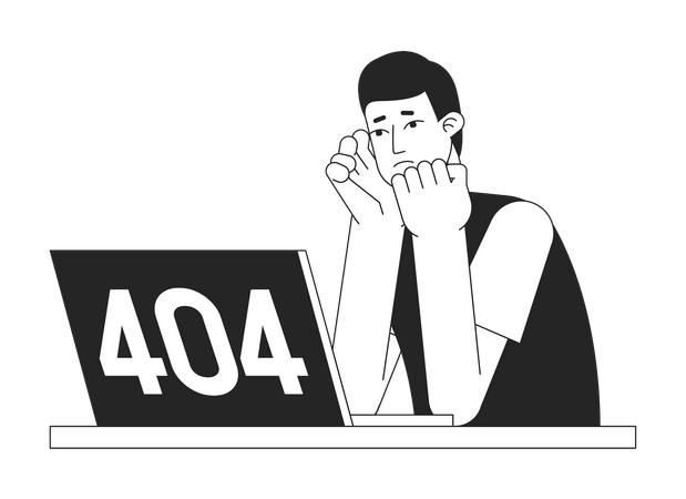 Message flash 404 de frustration sur un ordinateur portable  Illustration